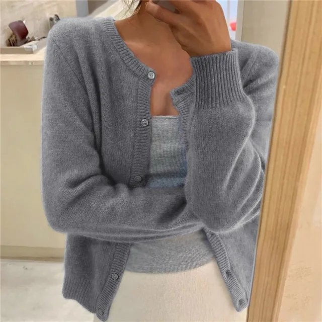 Elowen | Soft Knit Relaxed-Fit Button-Front Cardigan (1)