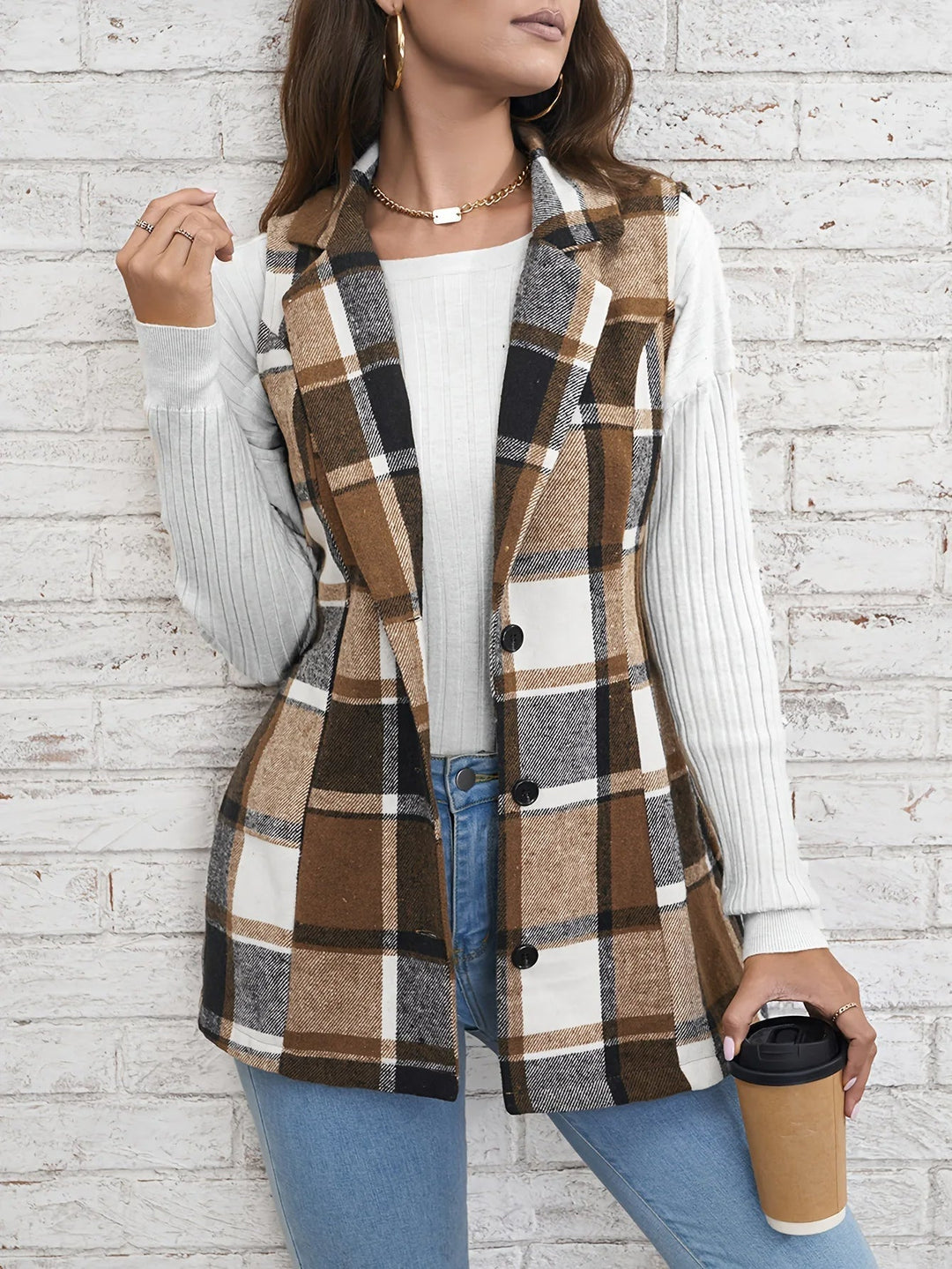 Drunelle | Elegant Tailored Check Waistcoat (1)