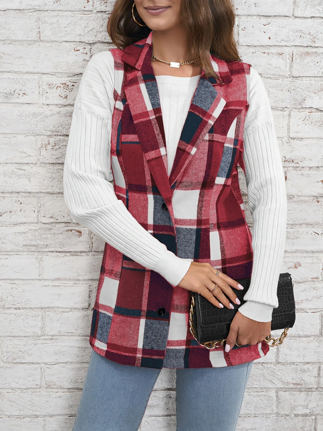 Drunelle | Elegant Tailored Check Waistcoat (8)