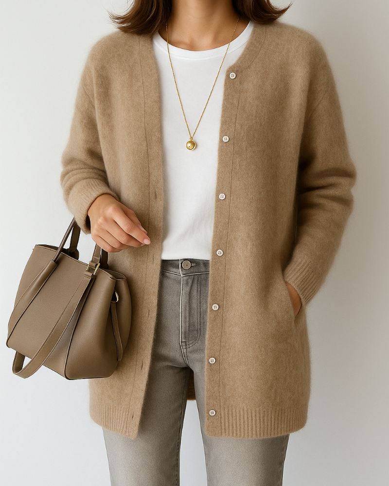 Women's Winter Cardigan with Buttons and Round Neck (1)