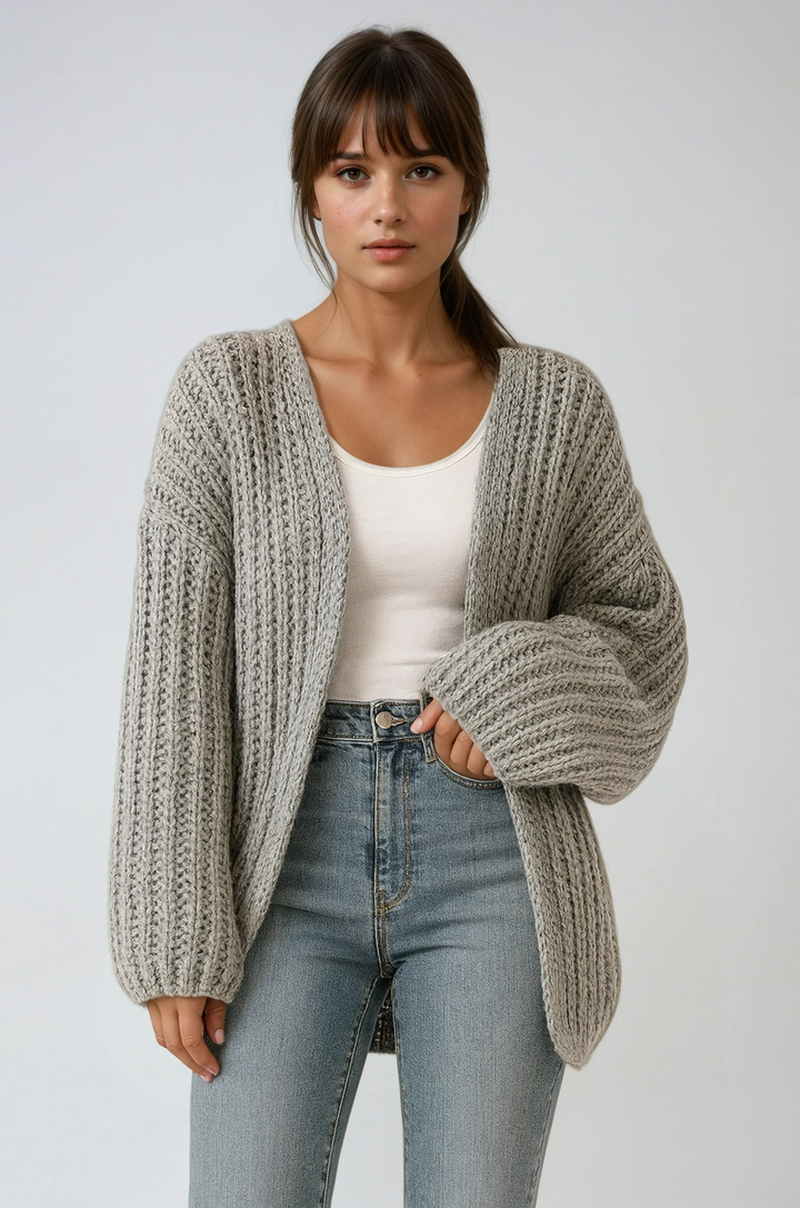 Oversized Sleeve Knit Cardigan (1)