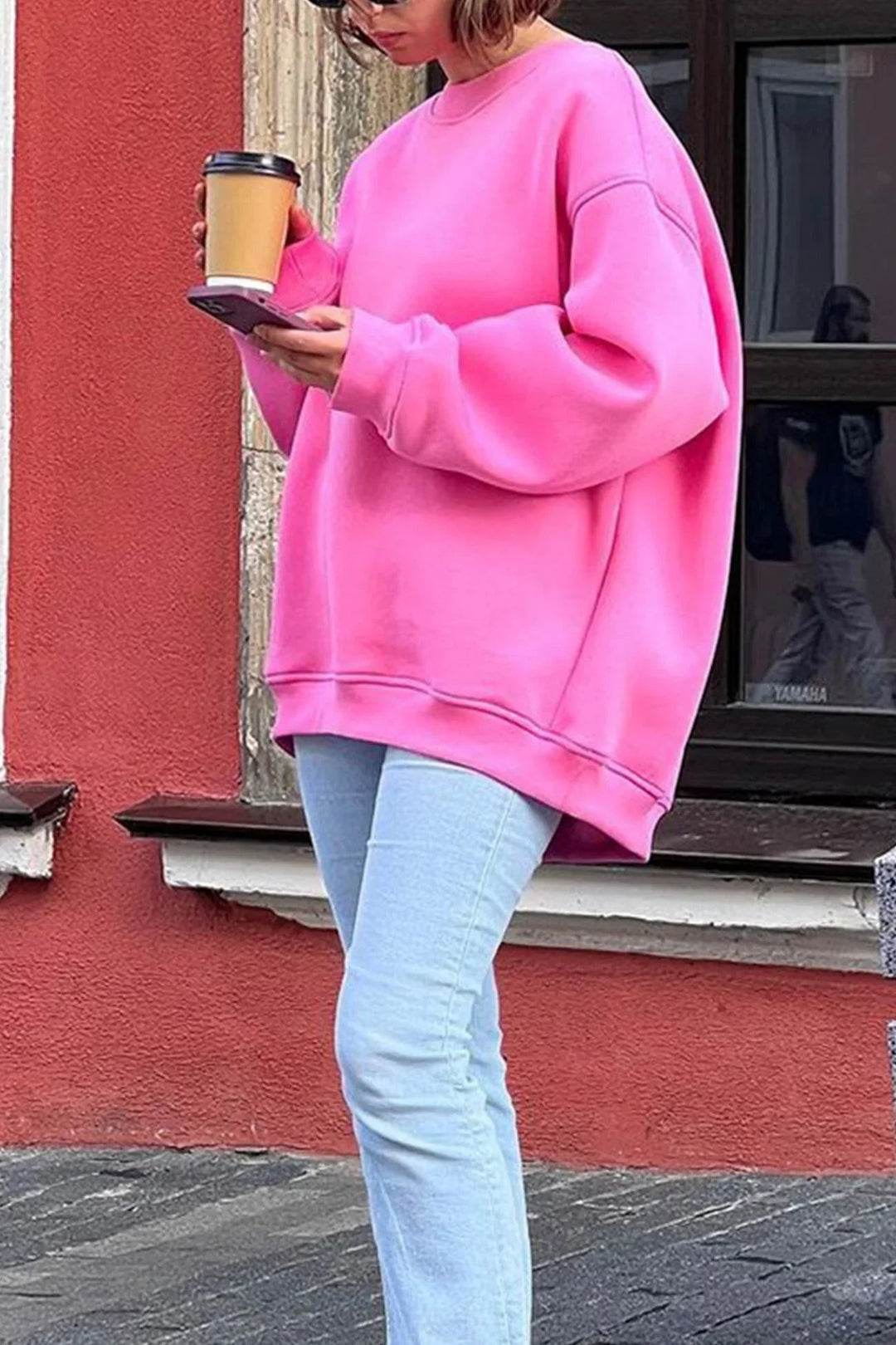 Women's Oversized sweatshirt with round neck (1)