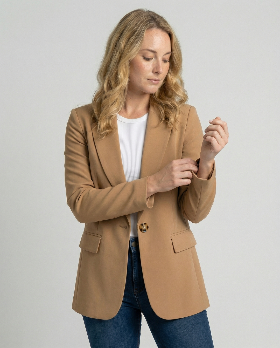 Tailored Blazer with Notch Lapel and Flap Pockets (1)