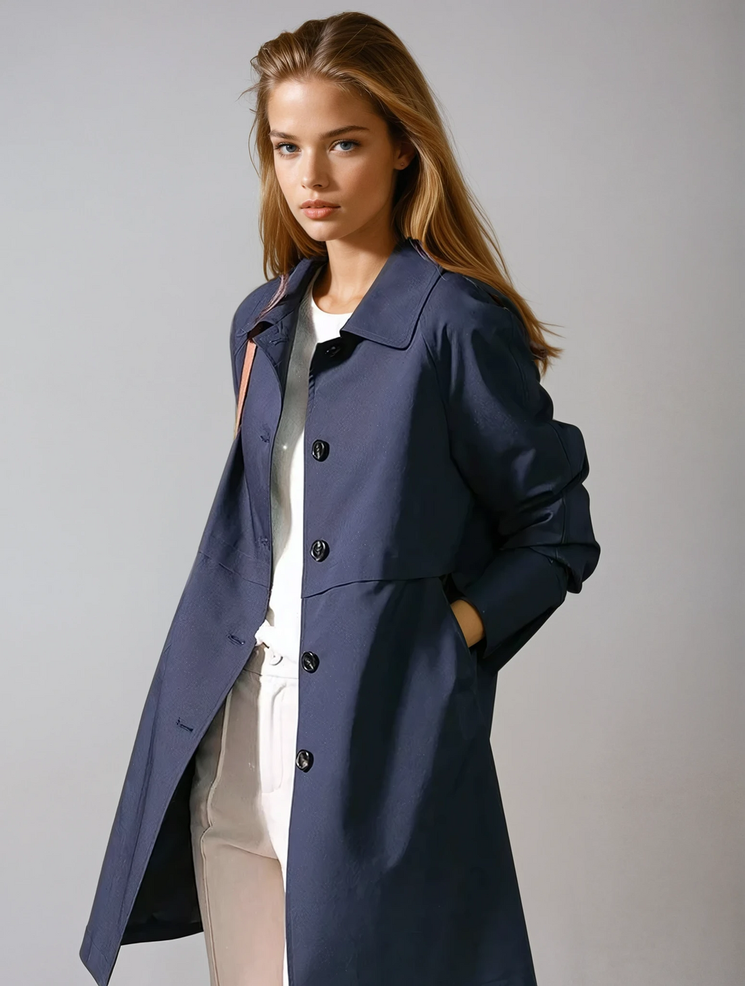 Women's Button up Short Trench Coat (1)