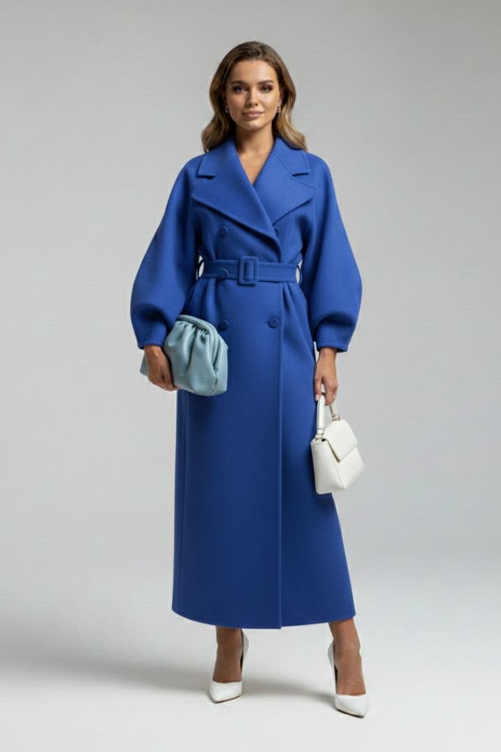 Women’s Long Trench Coat with Lapel Collar and Button Closure (8)