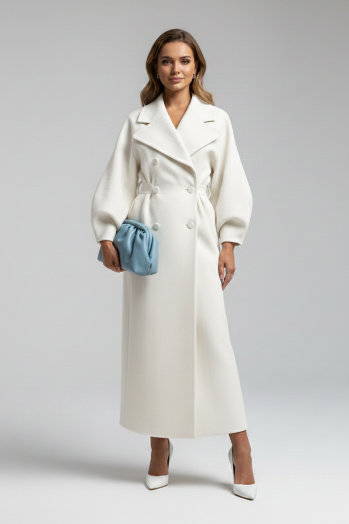 Women’s Long Trench Coat with Lapel Collar and Button Closure (7)