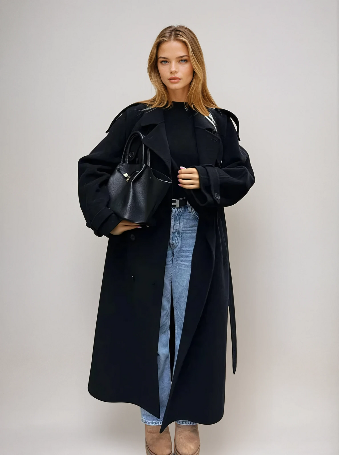 Women’s Double-Breasted Wool Blend Coat (1)