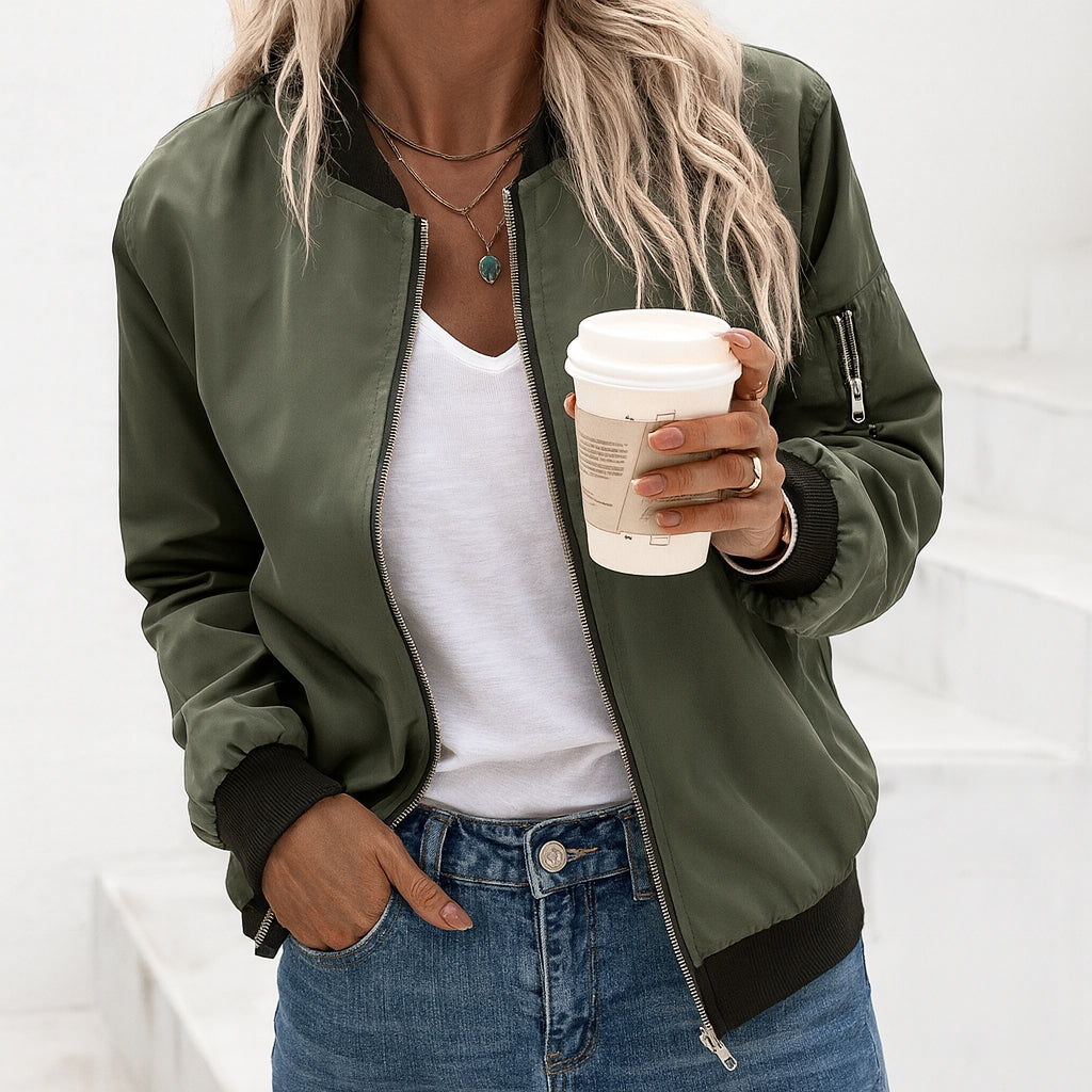 Chiara Bellini | Classic Zip Bomber Jacket For Women (1)