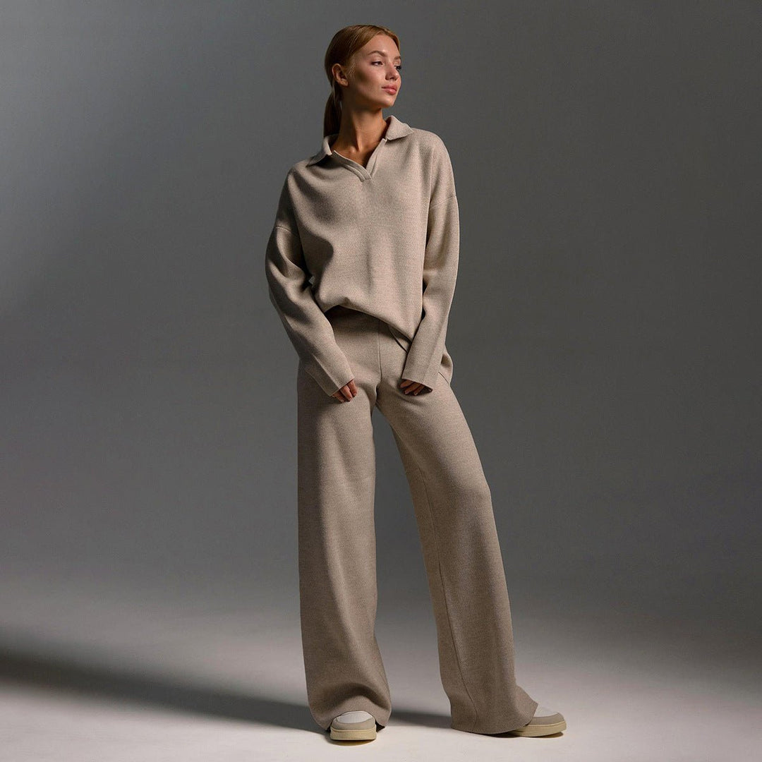Women's Knitted Sweatshirt and Joggers Tracksuit Two-Piece Set (1)