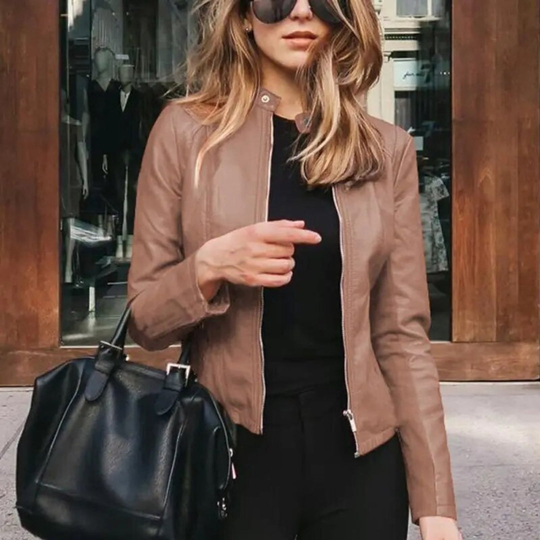 Olivia | Refined Cropped Faux Leather Jacket for Effortless Style (1)
