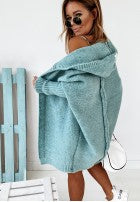 Long oversized knit cardigan with hood and wool — Montevista Grey (1)