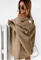 Long oversized knit cardigan with hood and wool — Montevista Grey (3)
