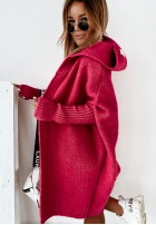 Long oversized knit cardigan with hood and wool — Montevista Grey (7)