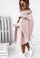 Long oversized knit cardigan with hood and wool — Montevista Grey (4)