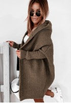 Long oversized knit cardigan with hood and wool — Montevista Grey (5)