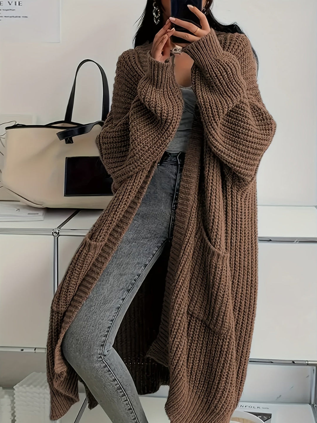 Rowena | Women's Oversized Long Knit Cardigan (1)