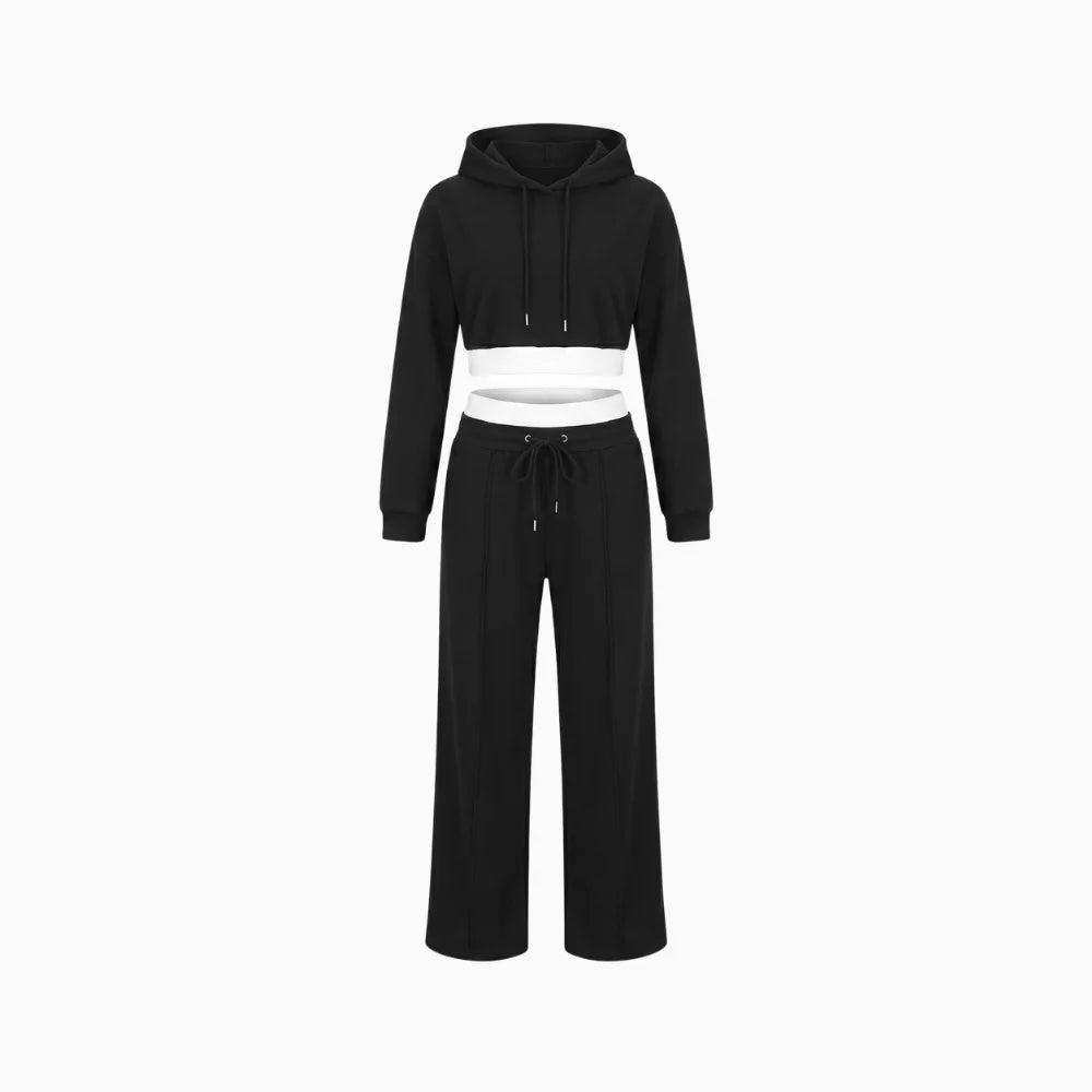 Women's Hoodie Tracksuit Set – Wide Leg Relaxed Lounge Fit (1)
