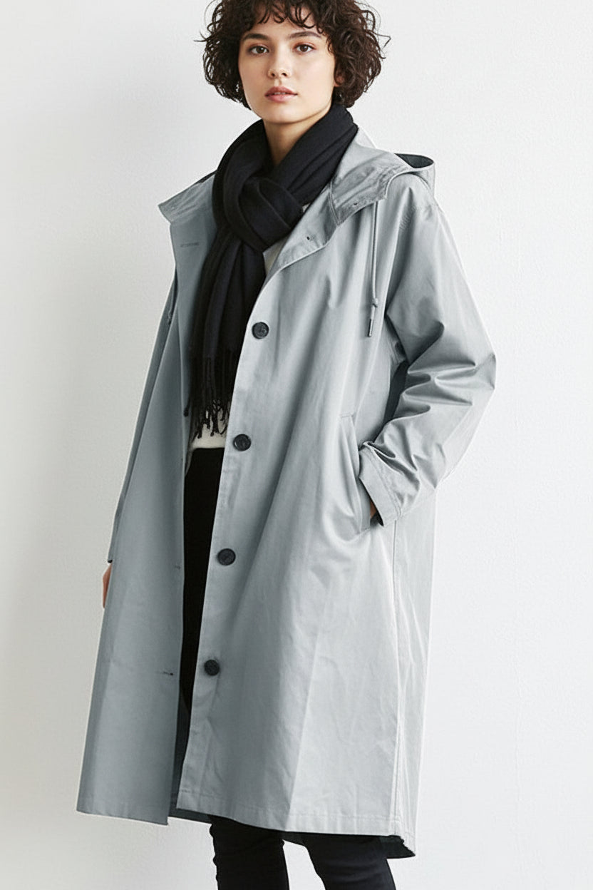 Women's Hooded Waterproof Rain Trench Coat - Lightweight, Stylish (1)